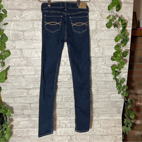 Abercrombie Kids Jeans Kids Sz 11/12 SLIM Dark Denim Super Skinny Distressed - Picture 7 of 8